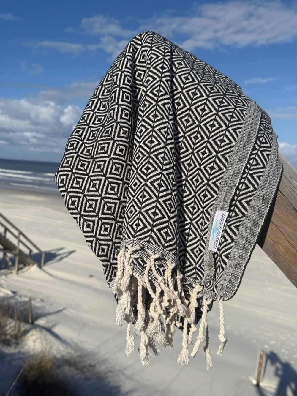 Sandbar Rag Black — Salt Rag™ Sand-Resistant Turkish Beach Towel